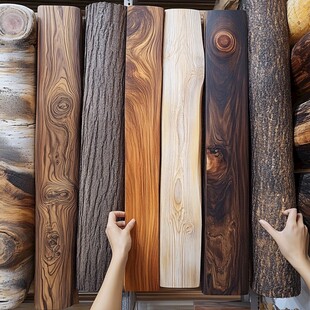 多样木材展示 双手触摸质感