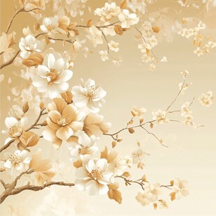 米黄色玉兰花枝唯美图景