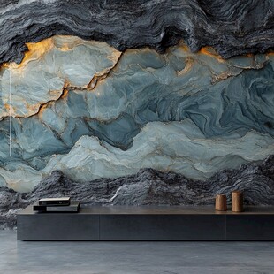 蓝灰大理石纹理艺术背景墙