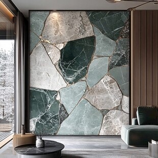 个性几何大理石客厅背景墙