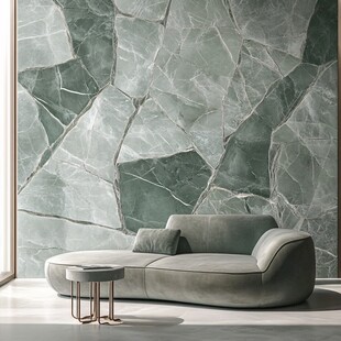 现代风绿石纹墙配简约沙发