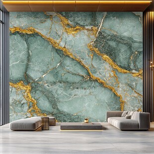 奢华绿金大理石客厅背景墙