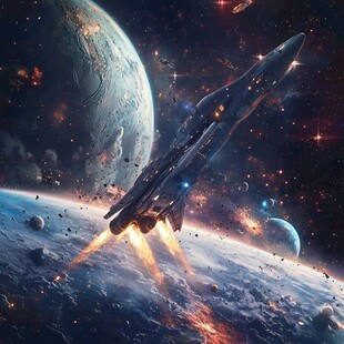 星际飞船穿梭浩瀚宇宙