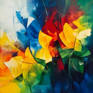 抽象多彩花卉艺术画作