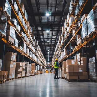 仓库内工人核查货物场景