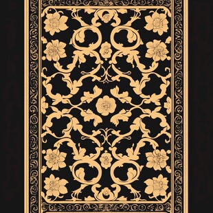 黑金花卉复古图案装饰画