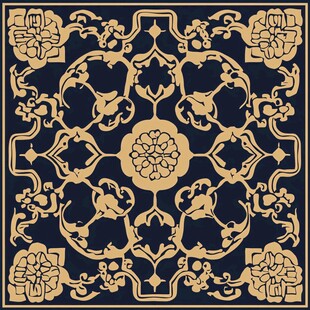中式复古黑金花纹装饰图案