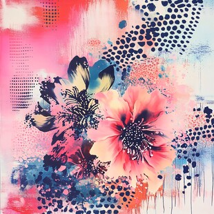 抽象花卉艺术水彩画作品