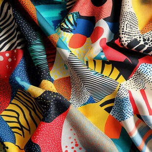 多彩几何图案印花布料