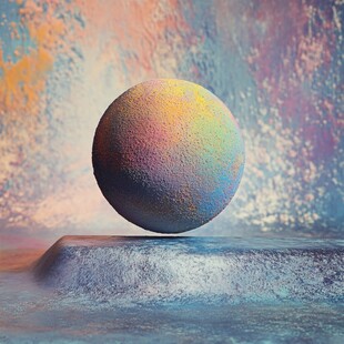 多彩球体悬浮于梦幻背景