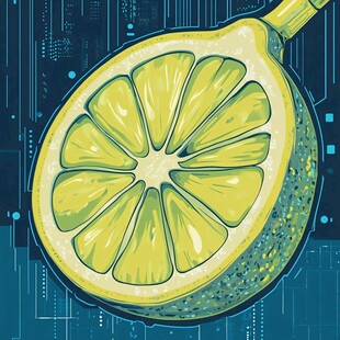 柠檬切片的科技风插画