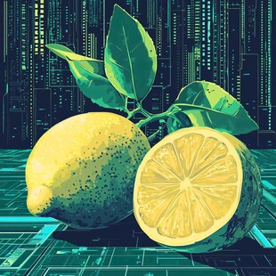 科技背景下的新鲜柠檬