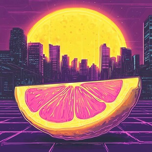 霓虹都市下的梦幻柚子切片