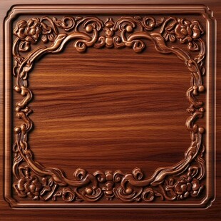 精致木雕花纹边框图案