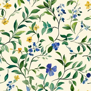 清新花卉绿叶图案背景