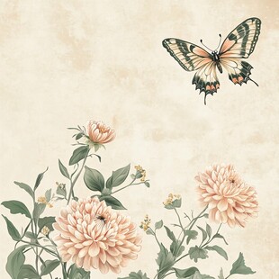 蝶舞繁花中式雅致图景