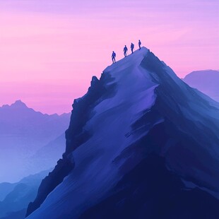 顶峰上的徒步者