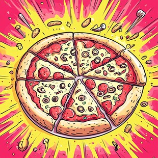 美味缤纷披萨插画