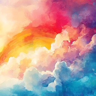 梦幻绚丽的水彩天空云彩