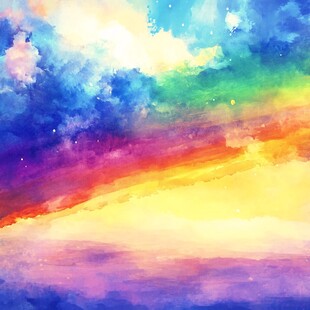 梦幻绚丽的水彩天空景象