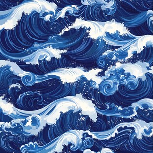 海洋波浪无缝图案设计