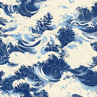 日式海浪纹样图案设计