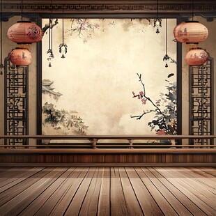 中式古风室内场景背景图