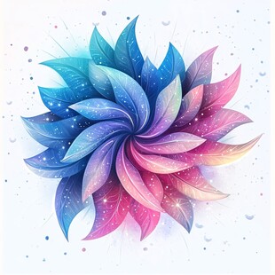 梦幻炫彩螺旋花卉图案