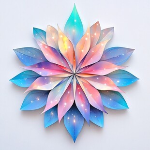 梦幻渐变折纸花朵艺术