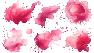粉色水彩泼墨艺术元素