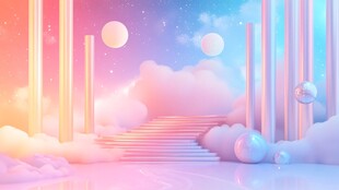 梦幻云端阶梯奇幻场景