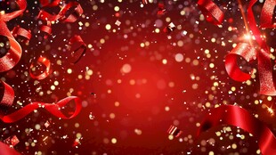 红色庆典彩带背景图