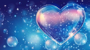 梦幻蓝心气泡星空背景图