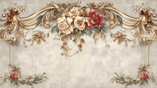 欧式花卉雕花装饰背景图