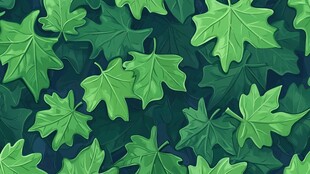 翠绿枫叶无缝背景图案