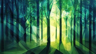 梦幻几何森林光影图景