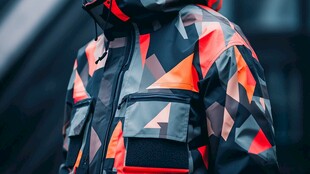 个性几何图案拼接时尚外套