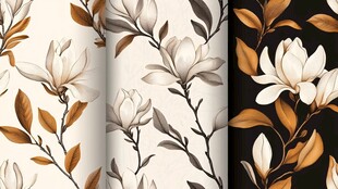 玉兰花叶精美图案集合