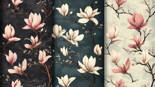 玉兰花图案的精美壁纸设计