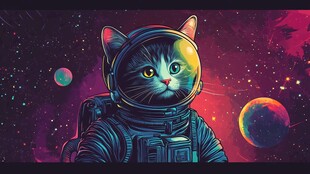 太空猫咪宇航员奇幻图景