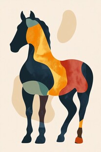 抽象多彩马艺术插画
