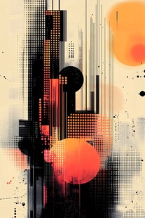 抽象几何城市景观艺术画