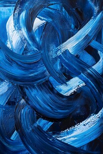 蓝色动感抽象笔触艺术画