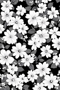 黑白花卉图案纹理背景