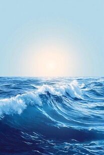 海上日出波浪壮阔美景