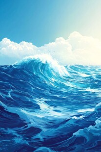 汹涌海浪与晴空