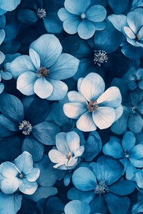 蓝调花卉无缝图案背景