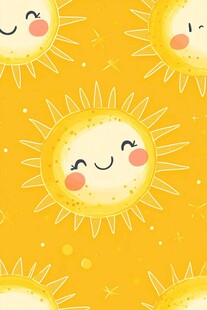 可爱笑脸太阳无缝图案