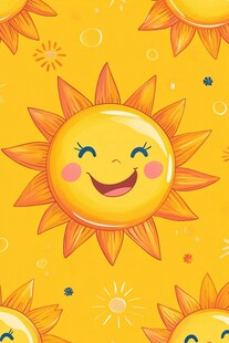可爱笑脸太阳无缝图案