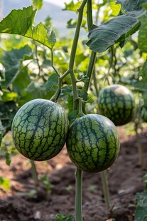 藤上的新鲜西瓜